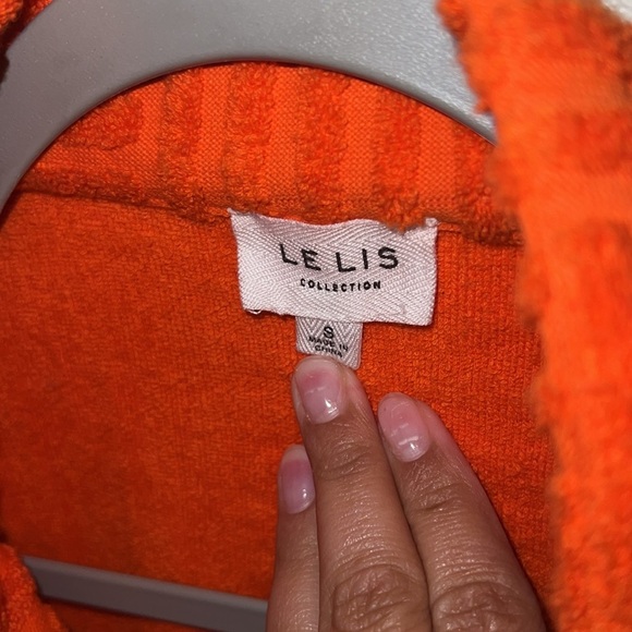 Le Lis Bright Orange Terry Cloth Knit Button-Front Top - Picture 2 of 7